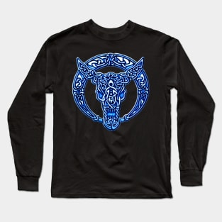 Blue Celtic Bull Celtic Knots Long Sleeve T-Shirt